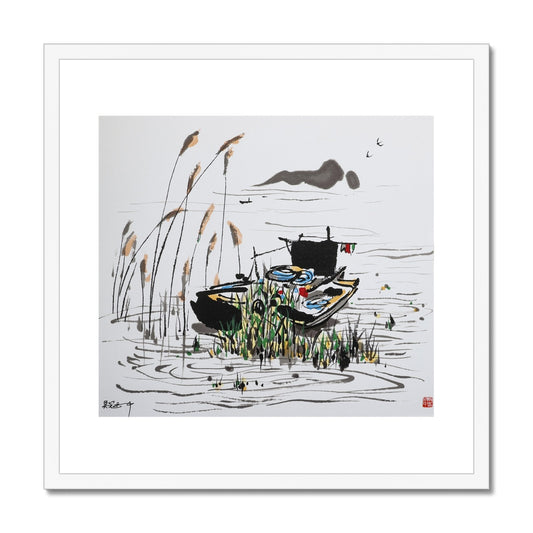 Wu Guanzhong - Abandoned Boat Framed & Mounted Print