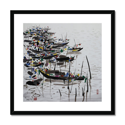 Wu Guanzhong - Boats 1991 Framed & Mounted Print