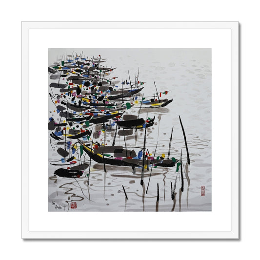 Wu Guanzhong - Boats 1991 Framed & Mounted Print